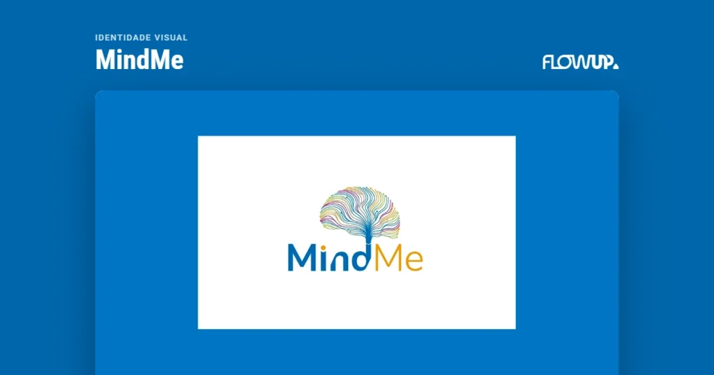 Peça em destaque sobre fundo na cor da marca, com o título Identidade visual: MindMe
