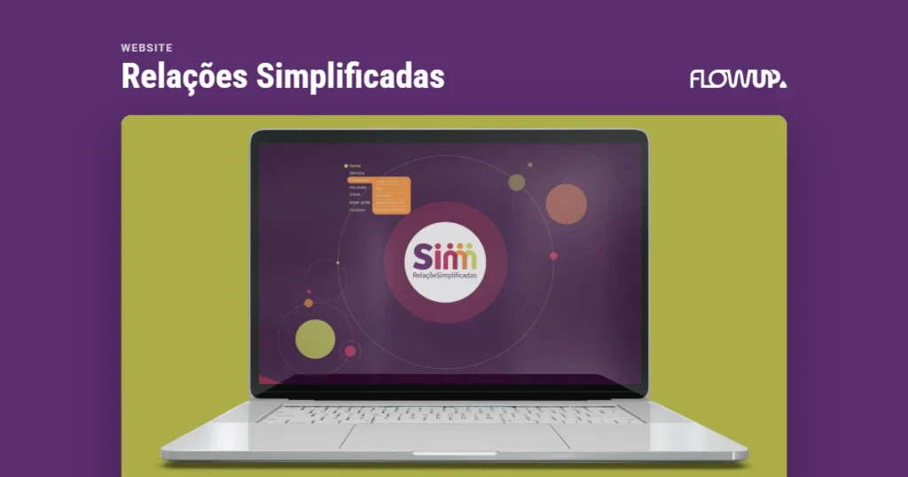 Peça em destaque sobre fundo na cor da marca, com o título Website: Relações Simplificadas